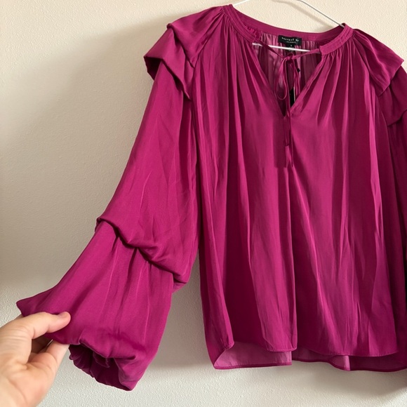 Current Air NWT Boutique Pink Magenta Long Sleeve Blouse Size Small - Picture 4 of 9